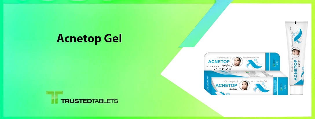 Tube of Acnetop Gel designed for acne treatment and skin health improvement.