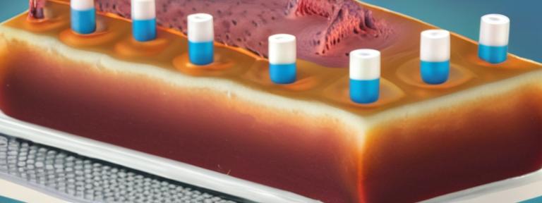Cross-section model of a cervical spine in stages of degeneration with symbols for cartilage erosion, osteophytes, medication, lab equipment, and physiotherapy charts
